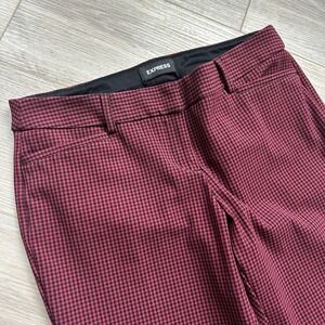 Express Columnist Barely Boot 8R Low Rise Stretch Pants Red Houndstooth‎